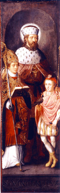 Saint Vincent et ses fils, peinture sur bois du 17e sicle